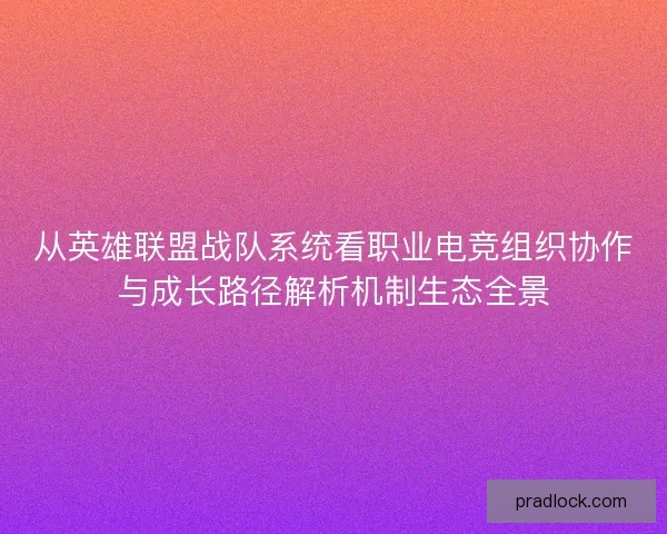 从英雄联盟战队系统看职业电竞组织协作与成长路径解析机制生态全景